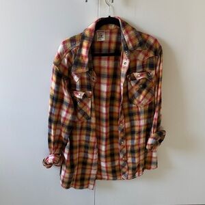 Vintage True Religion Multicolor Plaid flannel western snap front Shirt